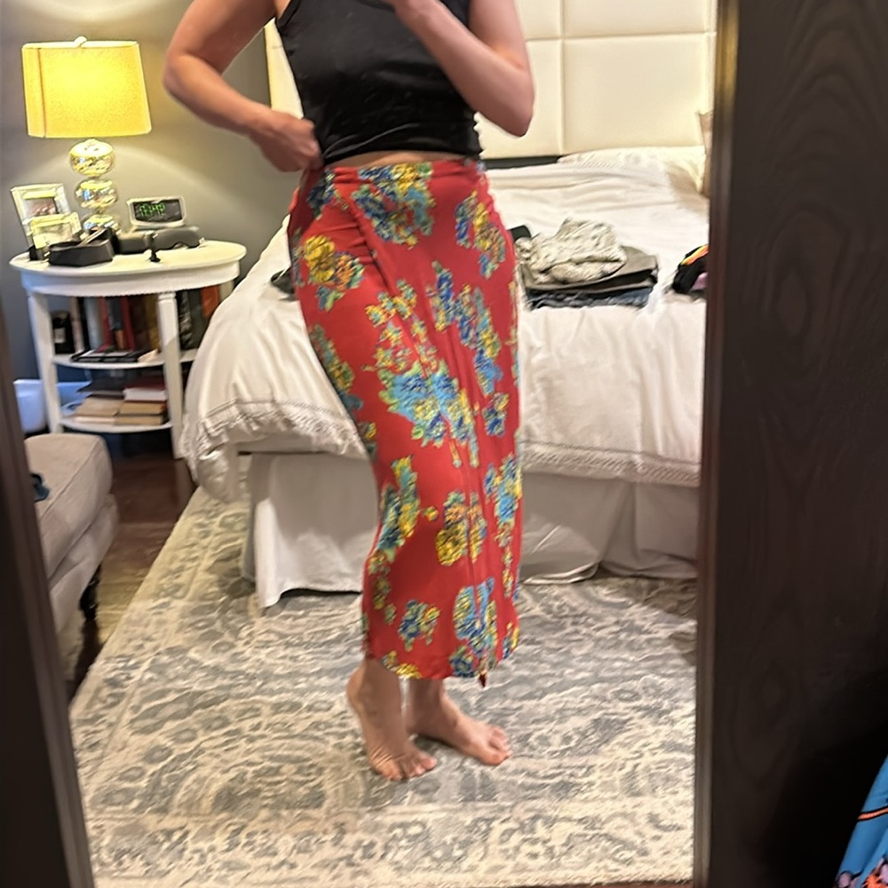 Urban Outfitters Red Floral Midi skirt